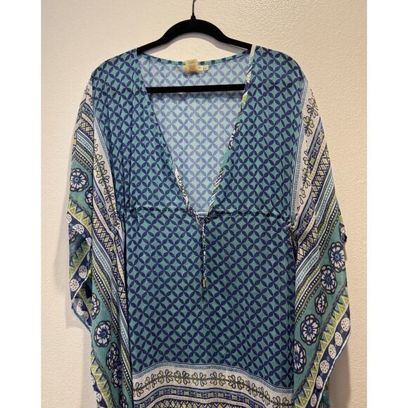 Bleu Rod Beattie Women’s Small Multi Color Swim Cover Up Sheer Tassel Vacation - Picture 3 of 11